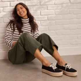 Espadrillas da donna Valencia con lacci e plateau