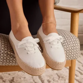 Espadrillas da donna Valencia con lacci e plateau