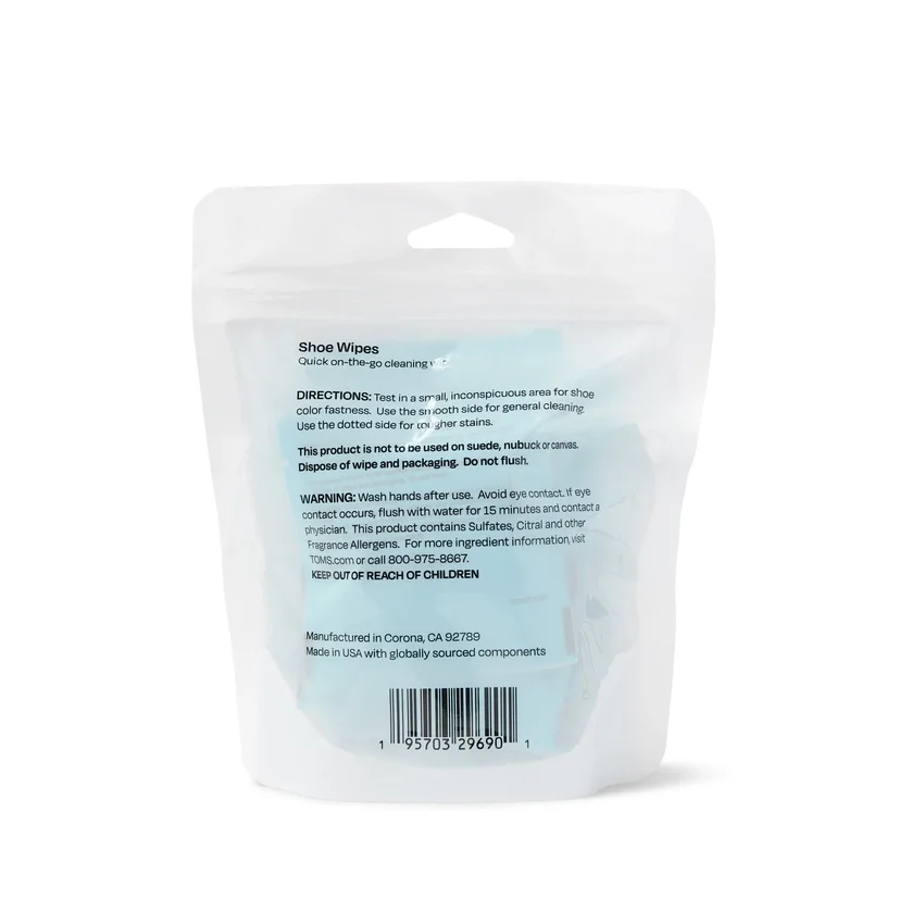 Salviettine detergenti per scarpe TOMS unisex, confezione da 8 Salviettine detergenti per scarpe TOMS unisex, confezione da 8